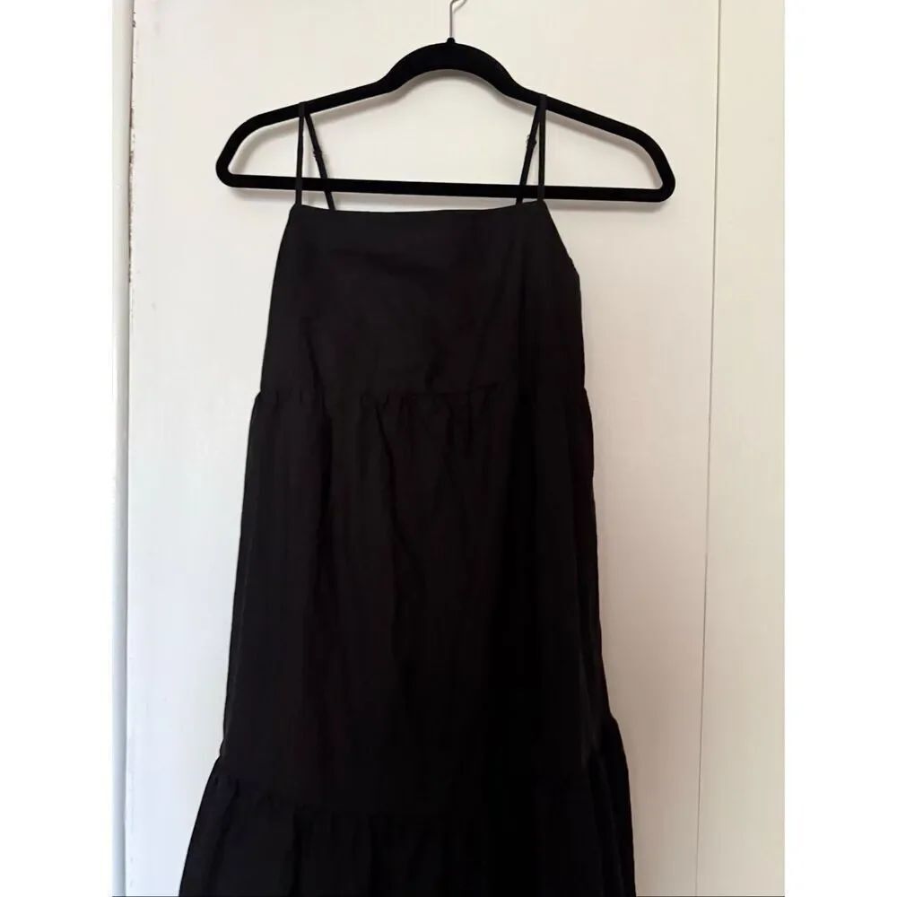 GAP Maternity Black Tiered Maxi Dress XS Smocked Back Cotton Sundress - Picture 5 of 11